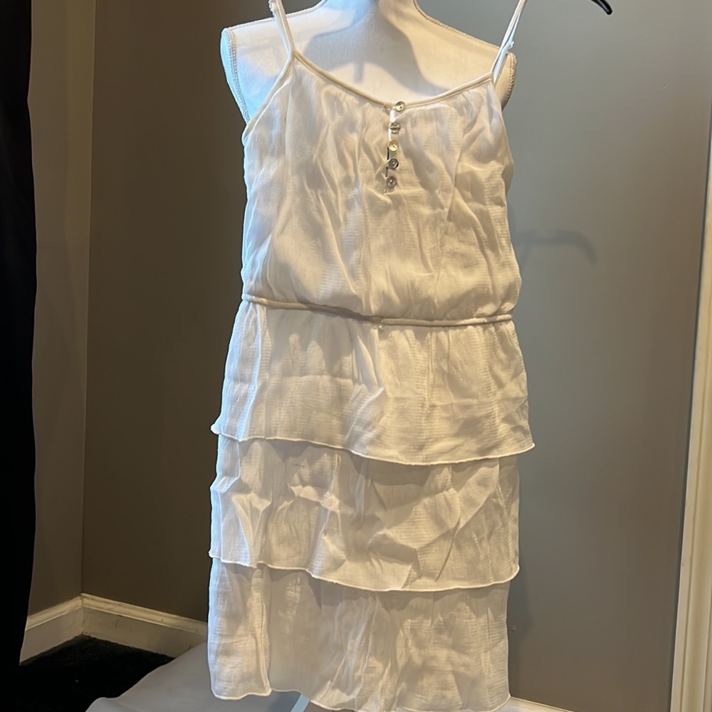 XS White ruffle summer dress